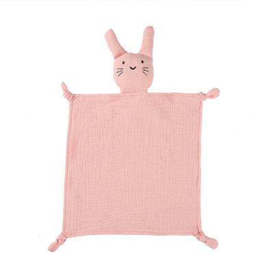 China Lovely PORTABLE Newborn Bunny Toy Kids Super Soft Organic Custom Muslin Baby Security Blanket for sale