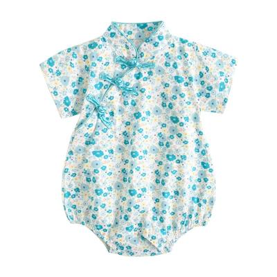 China Chinese Baby Clothing Collar Newborn Baby Clothes Soft Cotton Print Designs Infants Baby Rompers for sale