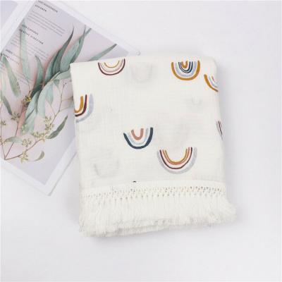 China Portable Newborn Manta Newborn Tassel Blanket Bedding Baby Infant Blankets Wraps Muslin Receiving Blanket for sale