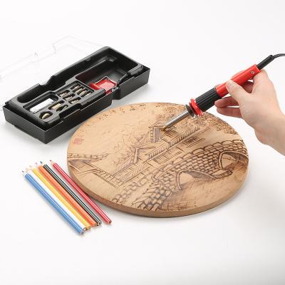 China Etched Wood Burning Hotel Pyrography Tool Kit Soldering Tips Kit Wood Burning Pen Set for sale