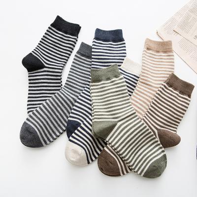 China Fashion Style Stripe Classic Men's Breathable Crew Sock Casual Cotton Fabric Dress Sock Sock For Men for sale