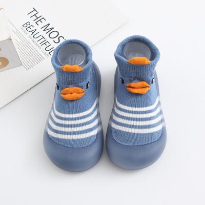 China Breathable 3D Cartoon Cotton Knitted Sole Rubber Toddler Sock Shoes Slipper For Walk Learning Baby Boy Shoes for sale