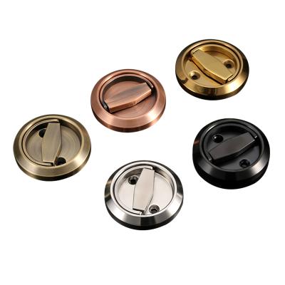 China Modern Round Hardware Gold Metal Handle Easy-to-install Hidden Door Window Handles for Hotel Shopping Mall for sale