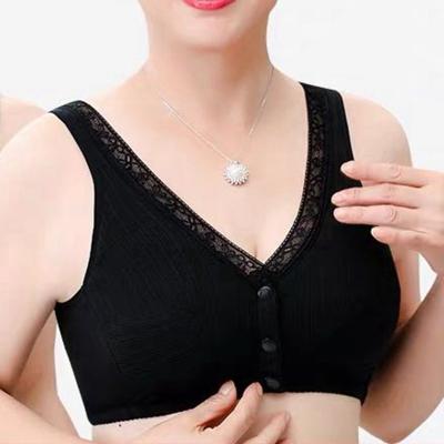 China New Type Underwear Big Size Mother Front Buckle Middle-aged Women Cotton Seamless Wireless Bra Breathable for sale