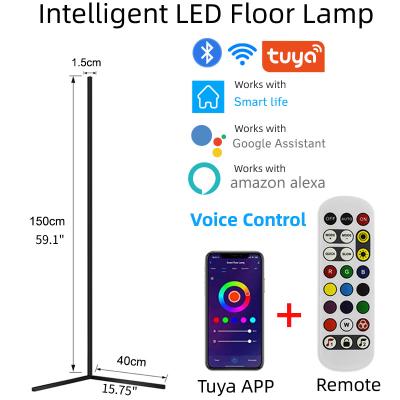 China Residential RGB Smart Floor Lights Home Decor LED Corner Standing Lamps For Living Room BT Tuya APP Google Assistant Alexa Voice Control for sale