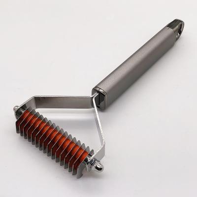 China New Arrival Sustainable Stainless Steel Dog Hair Deshedding Rake Pet Grooming Tool for sale