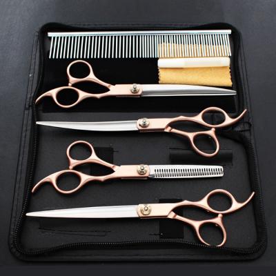 China 4PCS 7inch Viable Scissors Professional Durable Cutting Shears Hair Comb Pet Grooming Scissors Set with Comb Pet Grooming Kit for sale