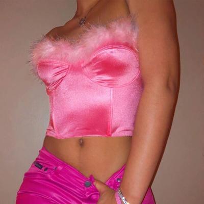 China Supply Fur Girl Pink Sports Bra Tank Vest Women Soft Sexy Tube Crop Tops Manufacturer QUICK DRY for sale