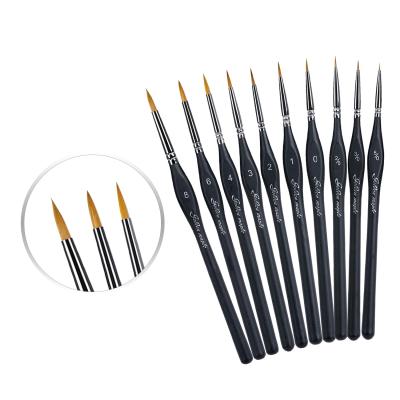 China 1 Packs Acrylic / 10 Pcs Nylon Hair Watercolor Brushes For Drawing Fine Artist Paint Brush Retail Set for sale