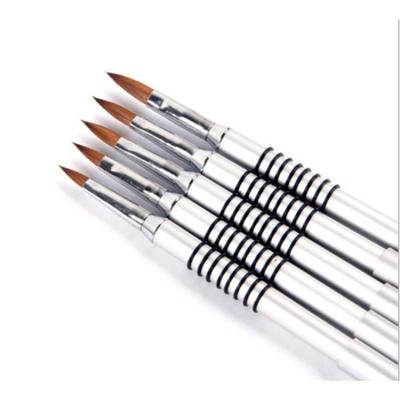 China Nail Art Custom logo eco 3d acrylic paint cut out kolinsky acrylic nail brushes crystal silver acrylic nail brush pen for sale