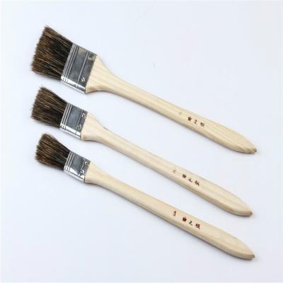 China S4-1 Bristle Hog Brush Handle Solid Wood Brush / Bristle Hair Brush With Aluminum Ferrule for sale