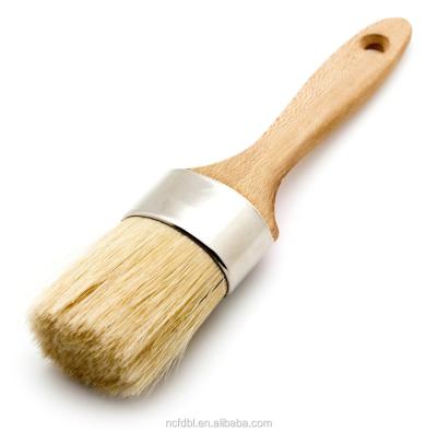 China Professional Wax Drawing Brush Mark Chalk Paint Waxing Wooden Handle Pure Bristle Round Wax and Chalk Brush Chalk_Paint_brush for sale