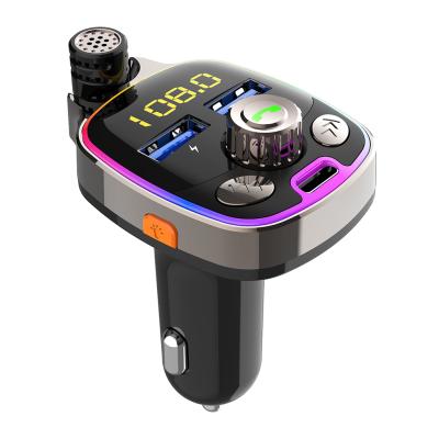 China CAR CHARGER HD-CC-PNBC08 LED FM Transmitter BT 5.0 Car Kit 3 USB Car Charger for sale