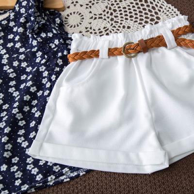 China New Girls' Summer Set Washable, Children's Fashion Chiffon Floral Vest Shorts Two Piece Set for sale