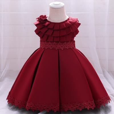 China Washable Girls' Dress Flower Folded Princess Dress Flower Children's Dress for sale