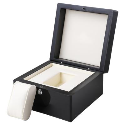 China OEM Fashion Eco-Friendly Simple Wooden Watch Package Watch Box Wooden Black Gift Box for sale