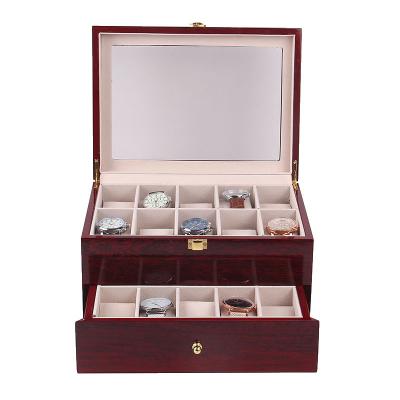 China Custom Luxury Red Wooden Spray Paint Packaging Watch Box Luxury Personalized Watch Box Slots For Gift 20 Card for sale