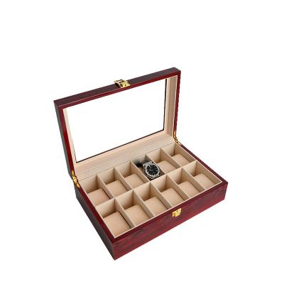 China Lxuxury Custom Logo 12 Slots Luxury Wooden Portable Watch Packaging Box for sale