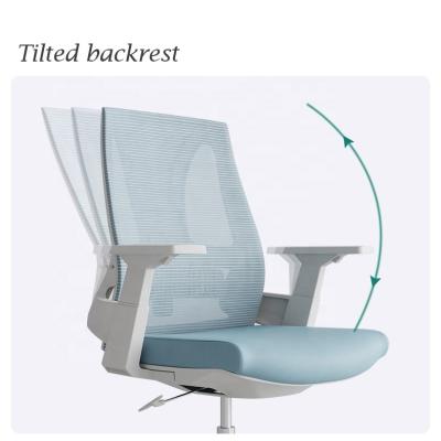 China (Height) Beautiful Adjustable Light Blue Breathable Mesh Lift And Swivel Chair Works Office Chairs for sale