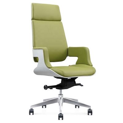 China Mix Adjustable High White Green Shell Frame Weight Self Leather Modern PU Leather Office Chair (Height) for sale