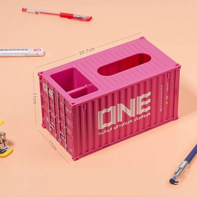 China Custom creative gift from Europe, 1:25 simulation container model, plastic pen container and tissue box set for sale