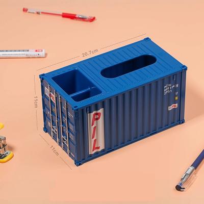 China Viet Nam Decoration COSCO Shipping Container Tissue Box Pen Container Cardboard Simulation Container Model Customized for sale