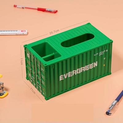 China China Shipping Gifts Simulated Small Shipping Container Custom Napkin Model Cardboard Pen Holder for sale