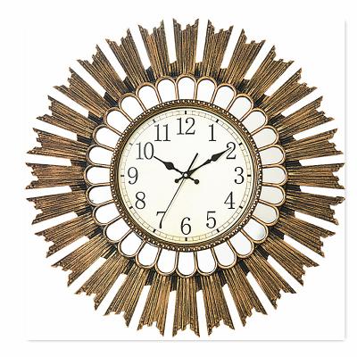 China Antique Style Customized Large Wall Clock Decoration Art Wall Clocks Retro Sun Shape Saudi Arabia Wall Clock Living Room for sale