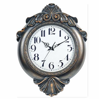 China Yiwu style oversized oval wall clock factory hotel art decoration bronze wall clock wholesale antique retro wall clock for sale