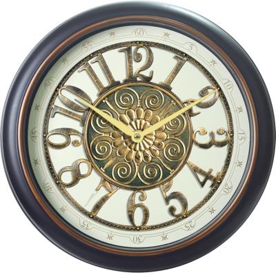 China Gold antique hot sale cheap police wall clock style stereo clock face round retro living room wall clock home decorative for sale