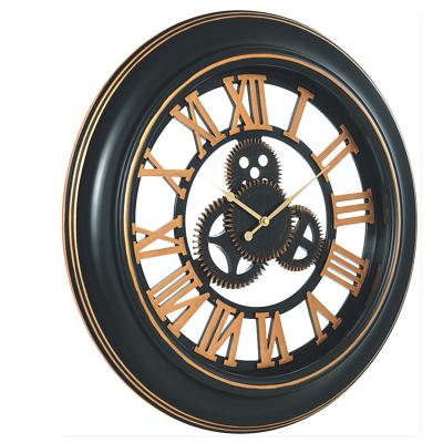 China China Factory Antique Industrial Style 70cm Gear Wall Clock Large Size Round Roman Numeral Wall Shake Fartech Wall Clock for sale