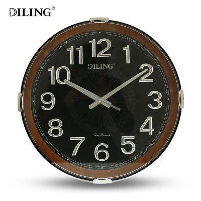 China Hot Selling Traditional Chinese DILING Round Glass Frame Plastic Digital 3d Mirrored Wall Clock Customized Good Quality Silent Quartz Wall Clocks for sale