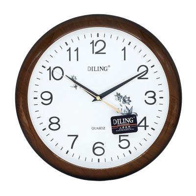 China DILING Southeast Asia 14 Inch Printed Face Battery Operate Plastic Simple Round Design Kitchen Quartz Clock Business Gifts Digital Wall Clock for sale