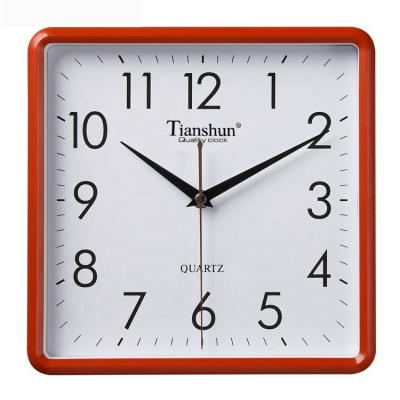 China KOREAN DILING factory 10 inch simple design movement battery operated plastic digital non ticking sweep cheap square wall clock small for sale