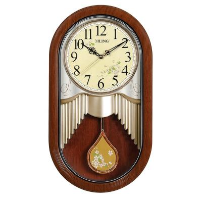 China Beautiful field movement decoration antique first generation DILING style pendulum wall clock high quality antique art home silent clock for sale