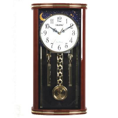 China DILING antique style can add the first generation silent pendulum wall clock classic style rectangular dual-function wall clock music table clock for sale