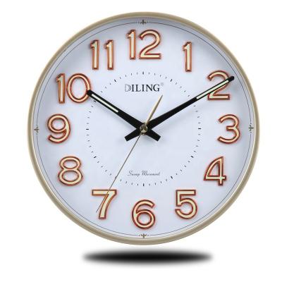 China LUMINOVA DILING 10 Inch High Quality Silent Digital 3d Designer Table Simple Round Luminous Clock Office Wall Clock for sale