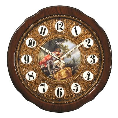 China DILING style large retro 3d round designer plastic digital quartz clock European luxury high quality antique home silent decorative wall clock for sale