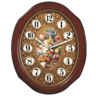 China New Retro Antique Style DILING Style Decor Clock Luxury Oval Home Gift No Sound Vintage European Plastic Art Designer Wall Clock for sale