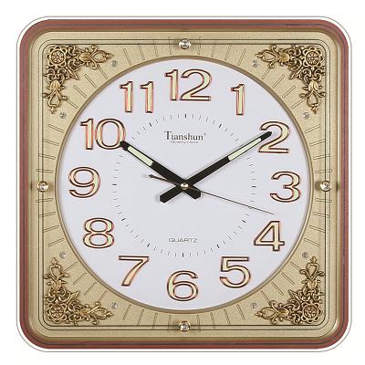 China LUMINOVA DILING Middle East hot sale luminous glass frame silent plastic gold square wall clocks for living room decor for sale