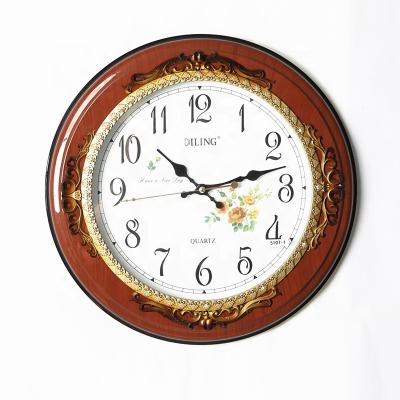 China 2020 New Design DILING High Quality Silent Round Diamond Antique Wall Clock Decorative Plastic European Wall Clock for sale