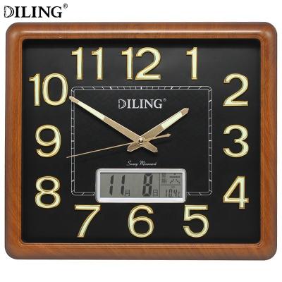 China Class DILING Wholesale Square Quartz Clock Luminous Plastic Battery Operated Quiet LCD Display with 3d Month and Day Arabic Numerals Wall Clock for sale