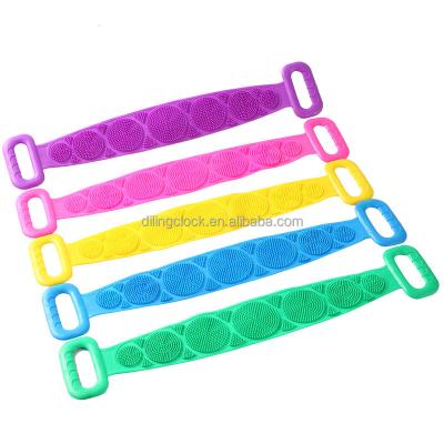 China Viable Exfoliating Rubbing Back Towel Handled Cleaning Bath Sponge Sweeps Silicone Body Massager Belt for sale