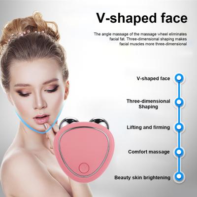 China Handy EMS Face Roller Anti Wrinkle Micro-Current Face Lifter Massager Vibration Mini Skin Firm Handy Anti-aging for sale