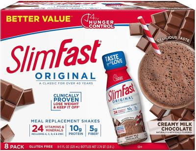 China SlimFast Meal Replacement Shake, Original Creamy Milk Chocolate for Weight Loss 8 count for sale