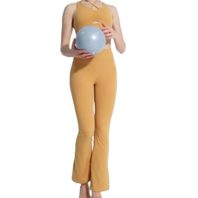 China New breathable yoga wear clothes summer women flared pants high quality indoor outdoor sports yoga wearing breathable sexy style for sale