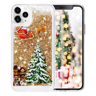 China Handy Christmas Bling Glitter Quicksand Christmas Phone Case Cover Protector Case For iPhone 12 11 Pro XS X Max XR 8 7 6S 6S Plus SE Cartoon Santa Claus Elk Cover for sale