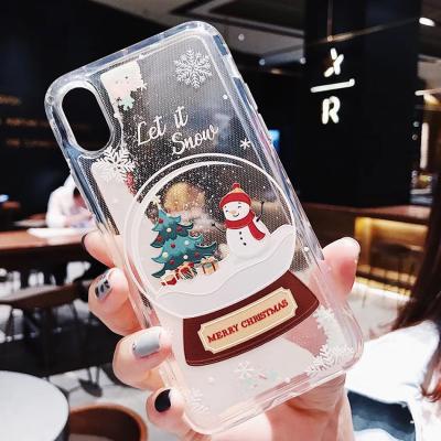 China New Year Gift Practical Glitter Dynamic Liquid Cover Case Protector Phone Case For iPhone 11 iPhone 12 pro 6 7 8 plus X XR XS MAX Christmas Quicksand Cover for sale