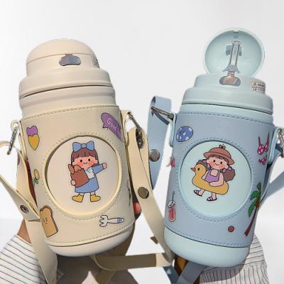 China 2022 New 580ml Kids Stainless Steel Viable Vacuum Flask With Straps Vacuum Insulated School Water Bottle For Kids for sale