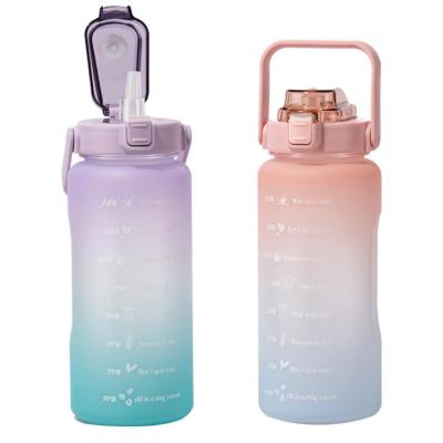 China Free Sample Wholesale 2L Sustainable Gallon Plastic Water Bottle With Timetable For GYM Sport Bottle for sale